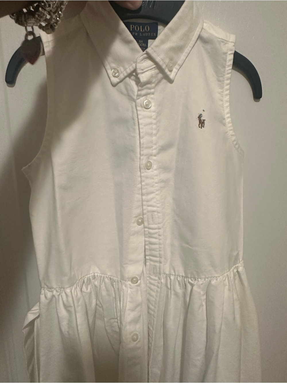 Polo by Ralph Lauren Girls' White Sleeveless Button-Down Dress Top
